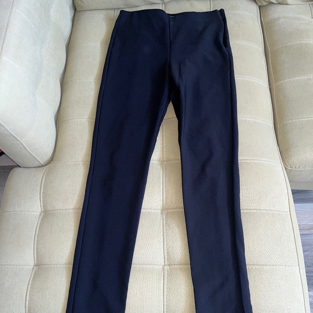 bundle of zara black trousers with back slit size S + brown faux leather pants